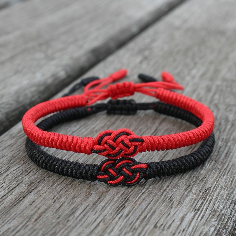 Red string lovers knot bracelet